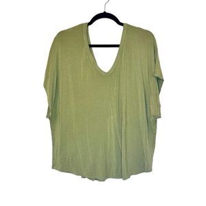 Missguided V-Neck Pullover Dolman Sleeves Loose Fit Green Blouse Top Size 14